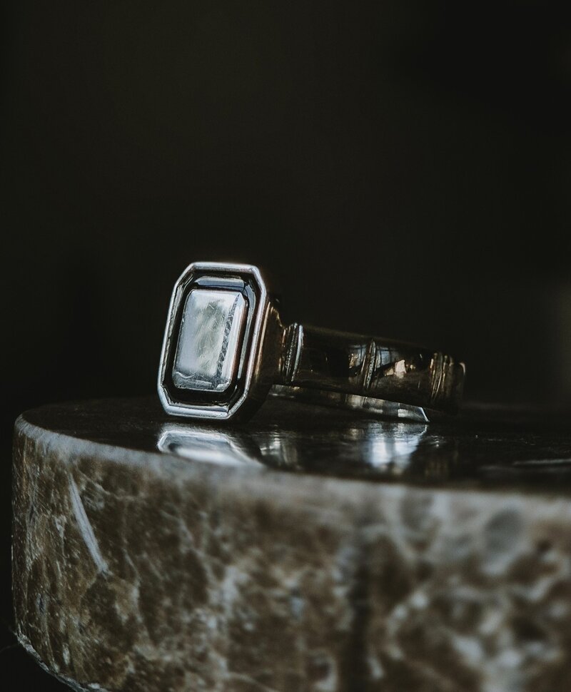 Silberner Herrenring Achteck Cael