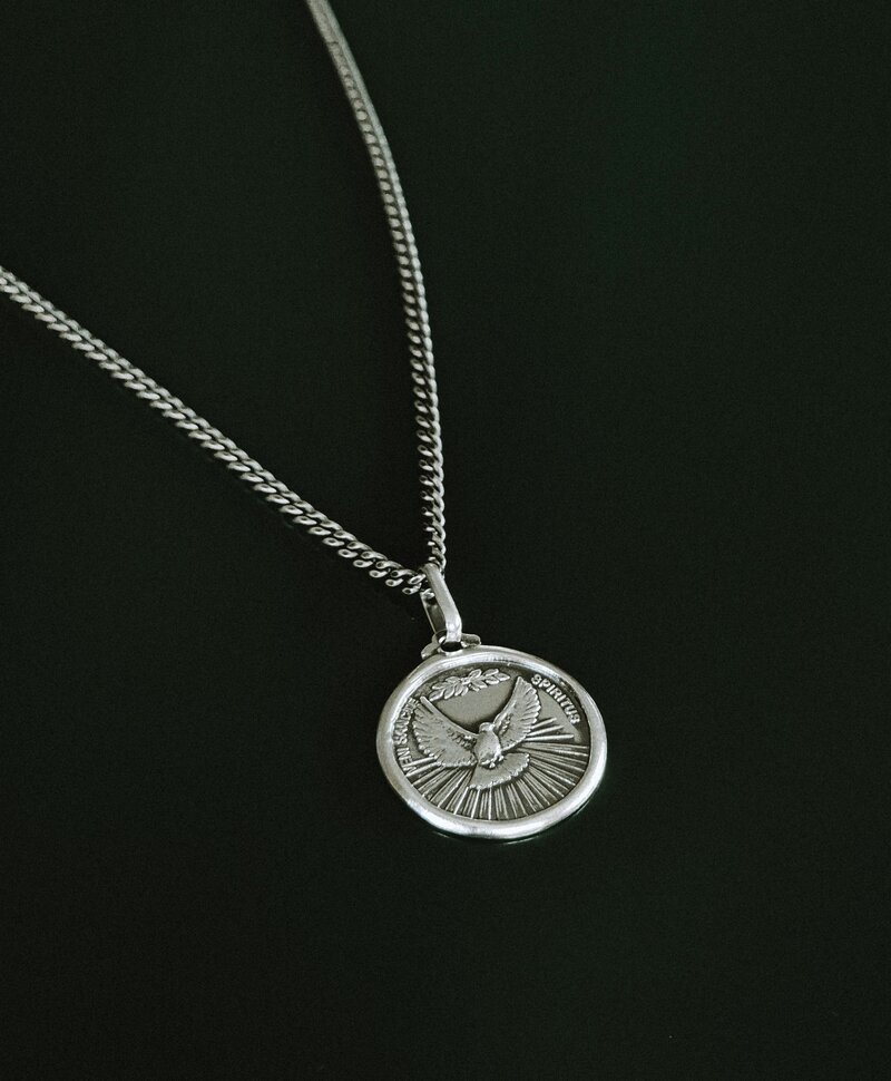 Silver Round Double-Sided Men’s Pendant Awen