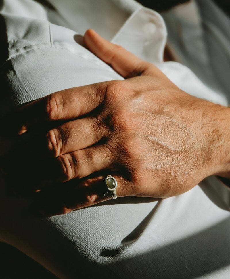 Silberner Herrenring Mit Labradorit Zephyr