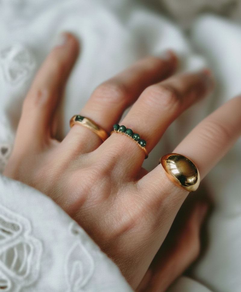 Bold Dome Ring Ophélie, Gold Plated