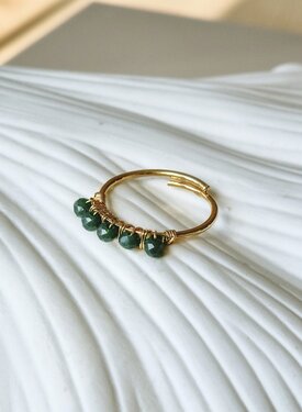 Gold Plated Ring Met Groene Stenen Anaïs