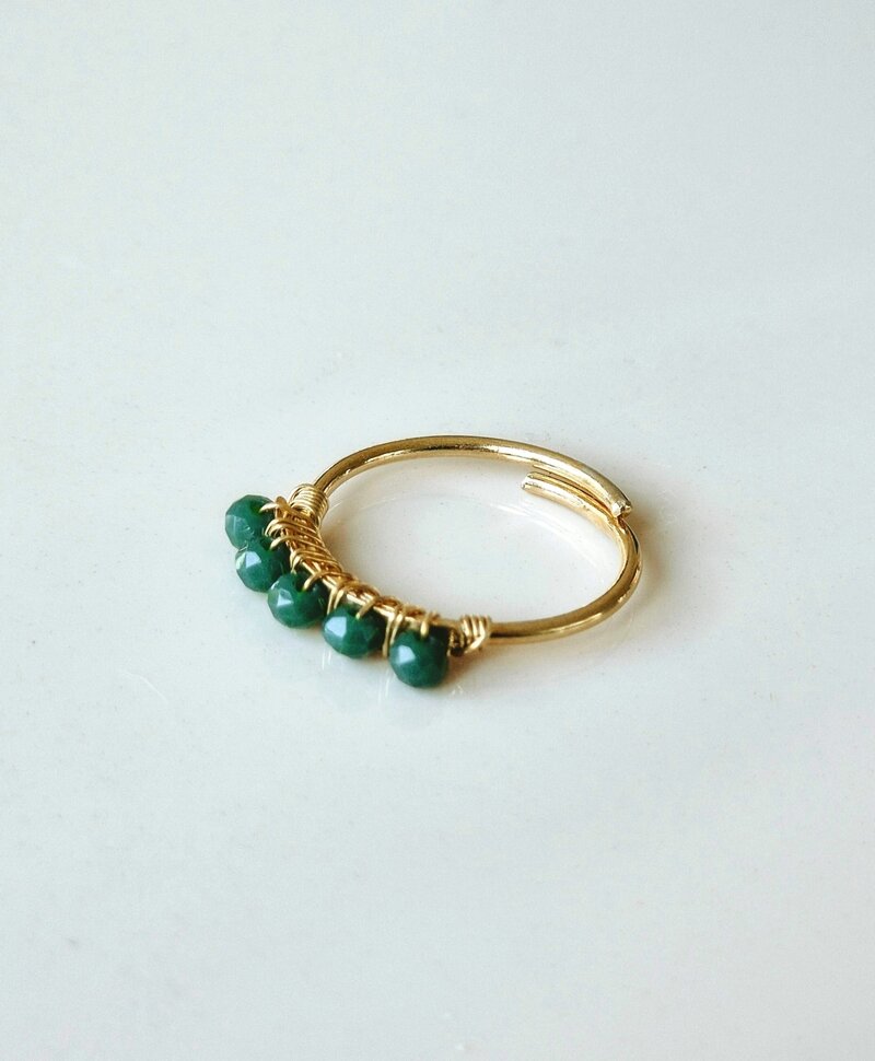 Gold Plated Ring Met Groene Stenen Anaïs