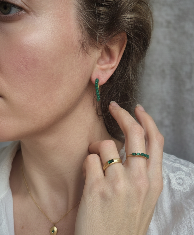 Gold Plated Ring Met Groene Stenen Anaïs