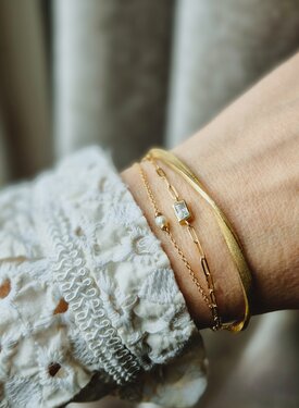 Bracelet With Pearl Perline, Gold Plated