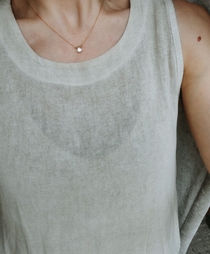 Modern Pearl Necklace Ondine, Gold Plated