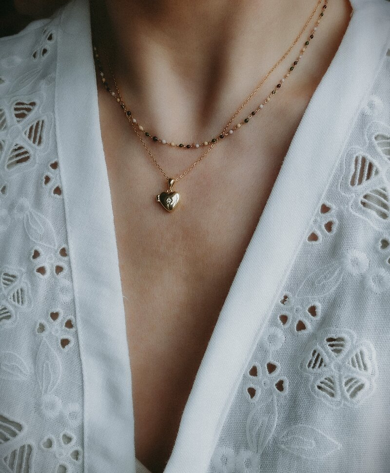 Gold Plated Ketting Met Hartvormig Medaillon Amélie