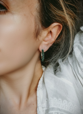 Hoop Earrings With Green Stones Anaïs, Silver