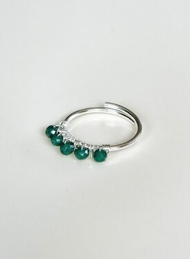 Silberne Ring Mit Grünen Steinen Anaïs