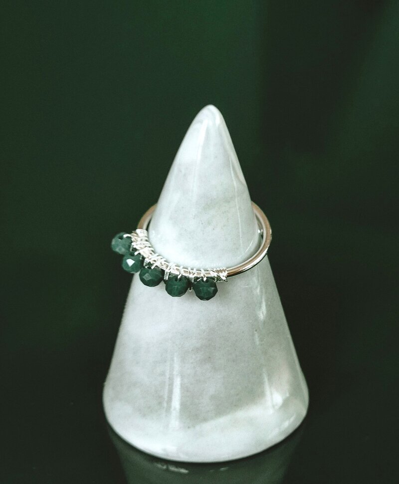 Bague Avec Pierres Vertes Anaïs, Argent