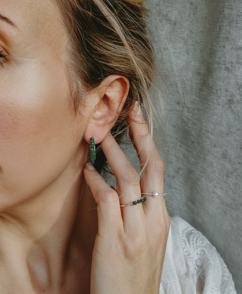 Zilveren Ring Met Groene Stenen Anaïs