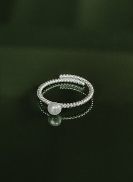 Bague À Perle À Anneau Torsadé Noémie, Argent