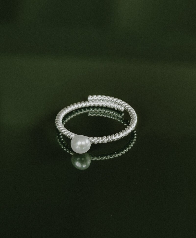Bague À Perle À Anneau Torsadé Noémie, Argent