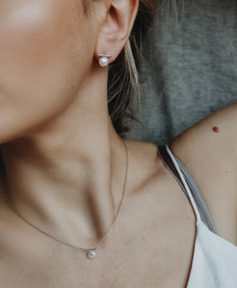 Collier À Perle Moderne Ondine, Argent