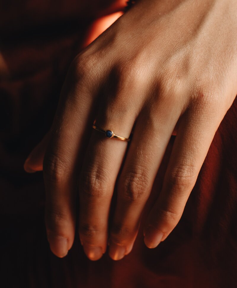 Delicate Lapis Lazuili Ring Keala, Gold Plated Keala