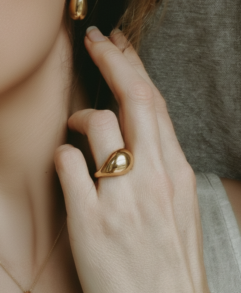 Gold Plated Ketting Met Druppel Ophélie