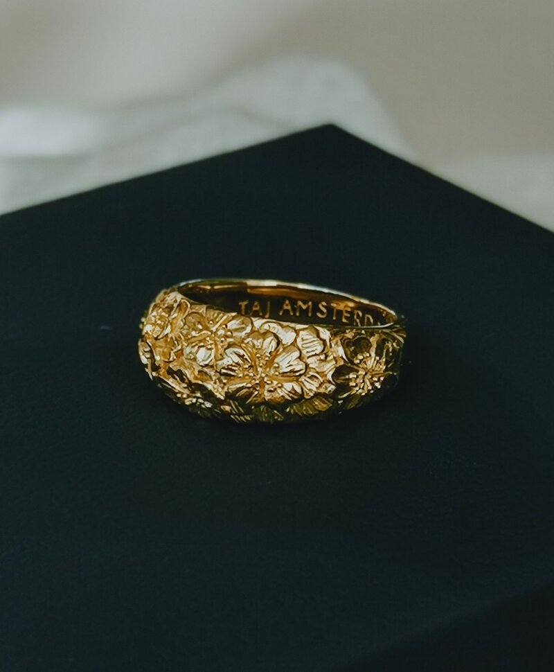 Blossom Dome Ring Sakura, Gold Plated