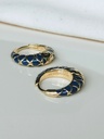 Blue Enamel Dome Earring Set Sayaka, Gold Plated