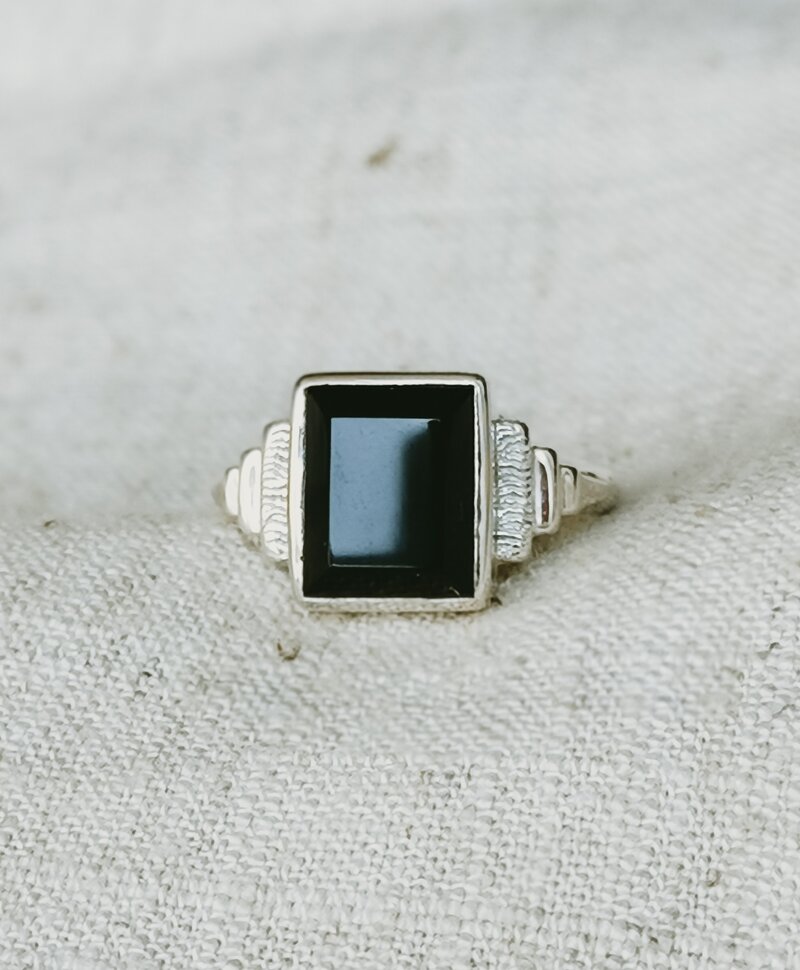 Majestic Onyx Ring Koko, Silver