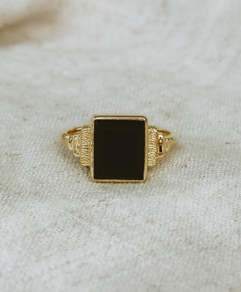 Gold Plated Timeless Onyx Ring Koko