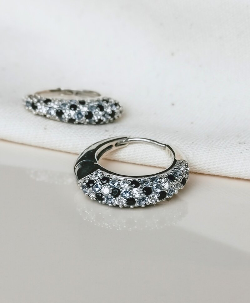 Sparkle Dome Earing Set Sora, Silver