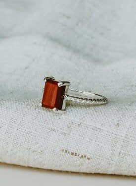 Twisted Red Jasper Ring Takara, Silver
