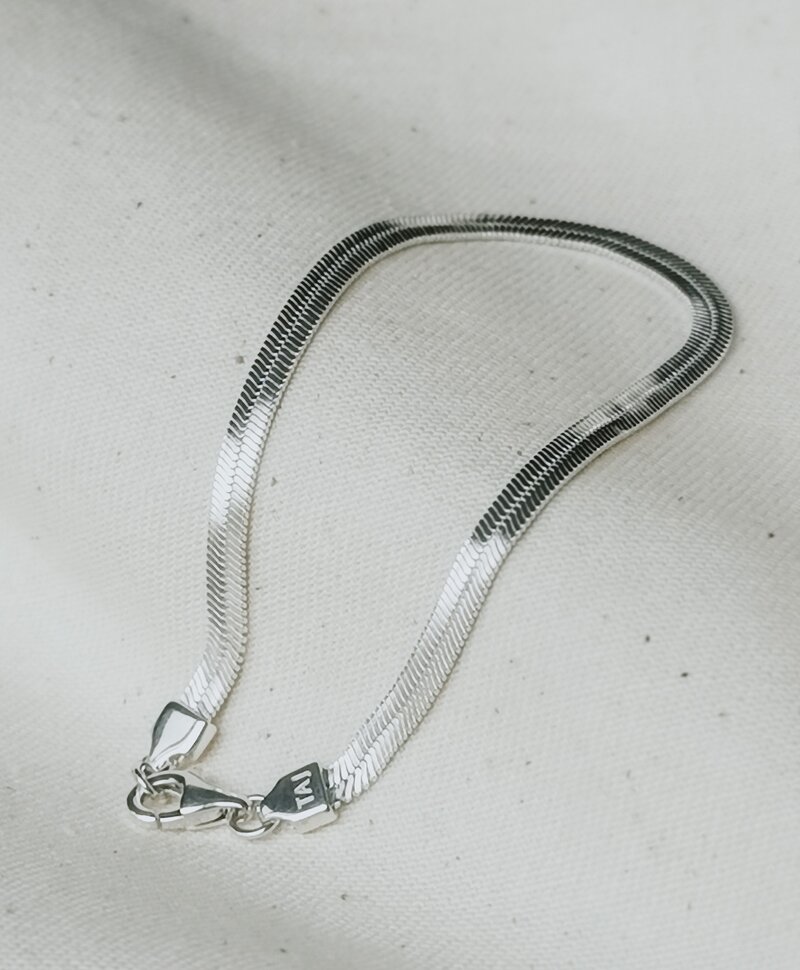 Flat Snake Chain Bracelet Cho, Silver