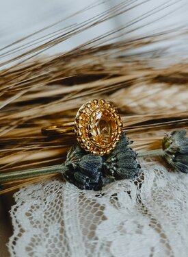 Bague Plaqué Or Citrine Jaune Athéna