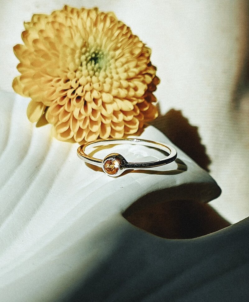Delicate Yellow Citrine Ring Keala, Silver