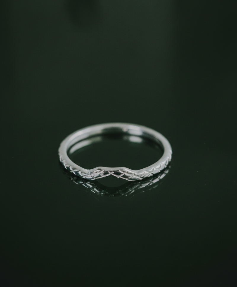 Stackable Snakeskin Ring Evka , Silver