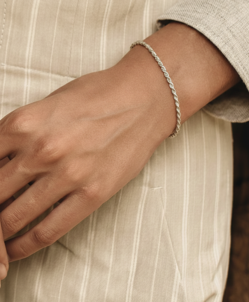 Bracelet torsadé Makana, argent