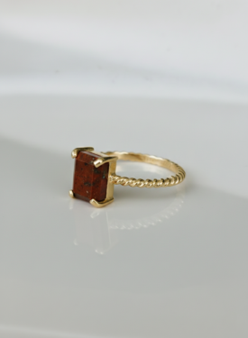 Vergoldeter Dreh-Ring aus rotem Jaspis Takara