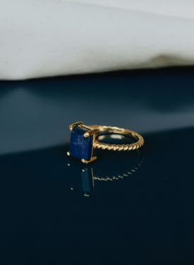 Vergoldeter Dreh-Lapislazuli-Ring Rumi
