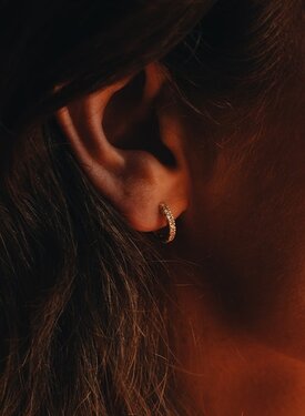 Enkele Gold Plated Oorbel Met Witte Steentjes Mai