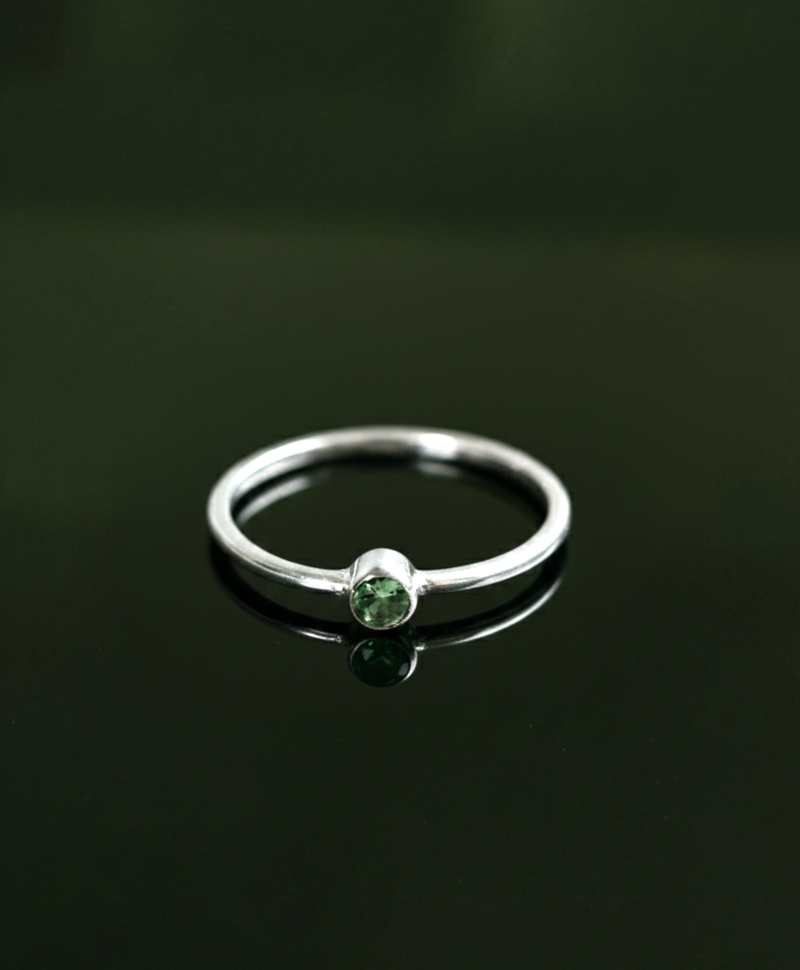 Bague Argent Quartz Vert Empilable Keala