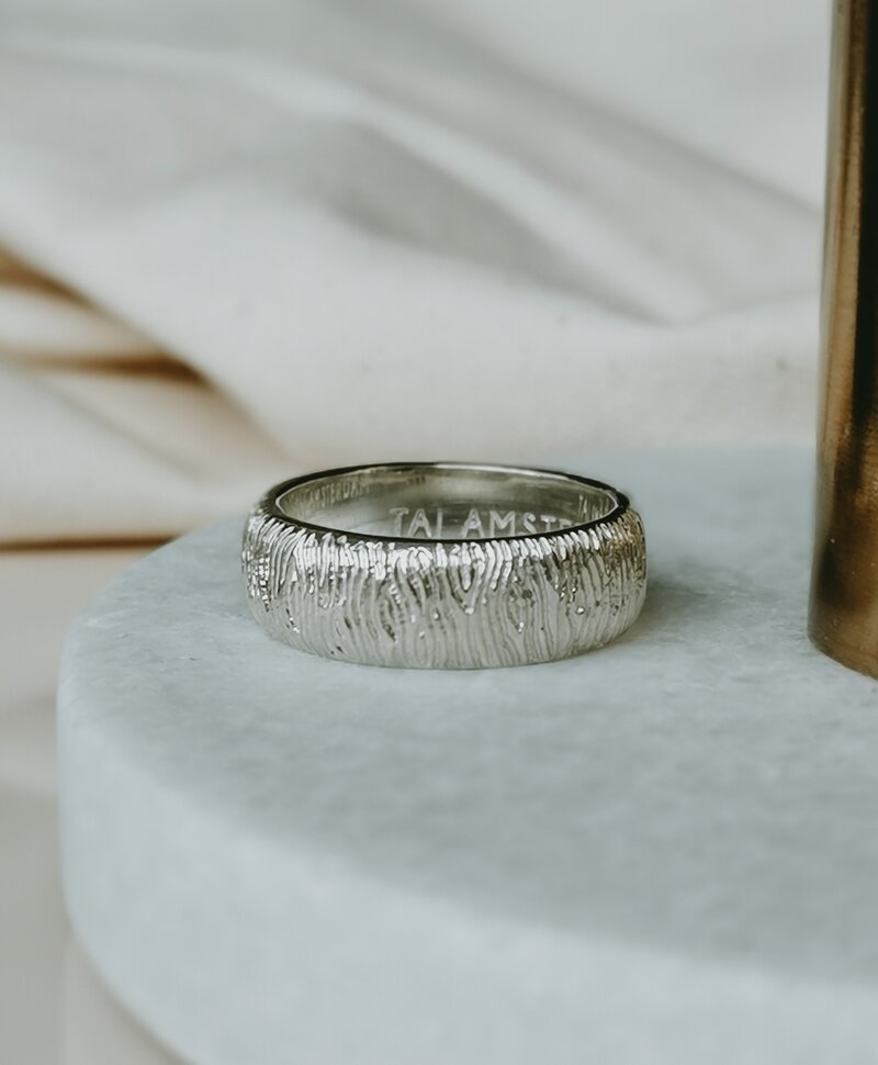 Textured Stack Ring Kichi (Large), Silver