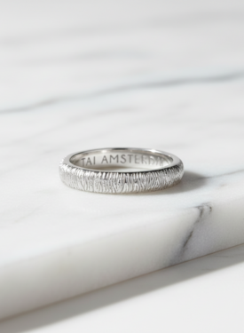 Textured Stack Ring Kichi (Slim), Silver
