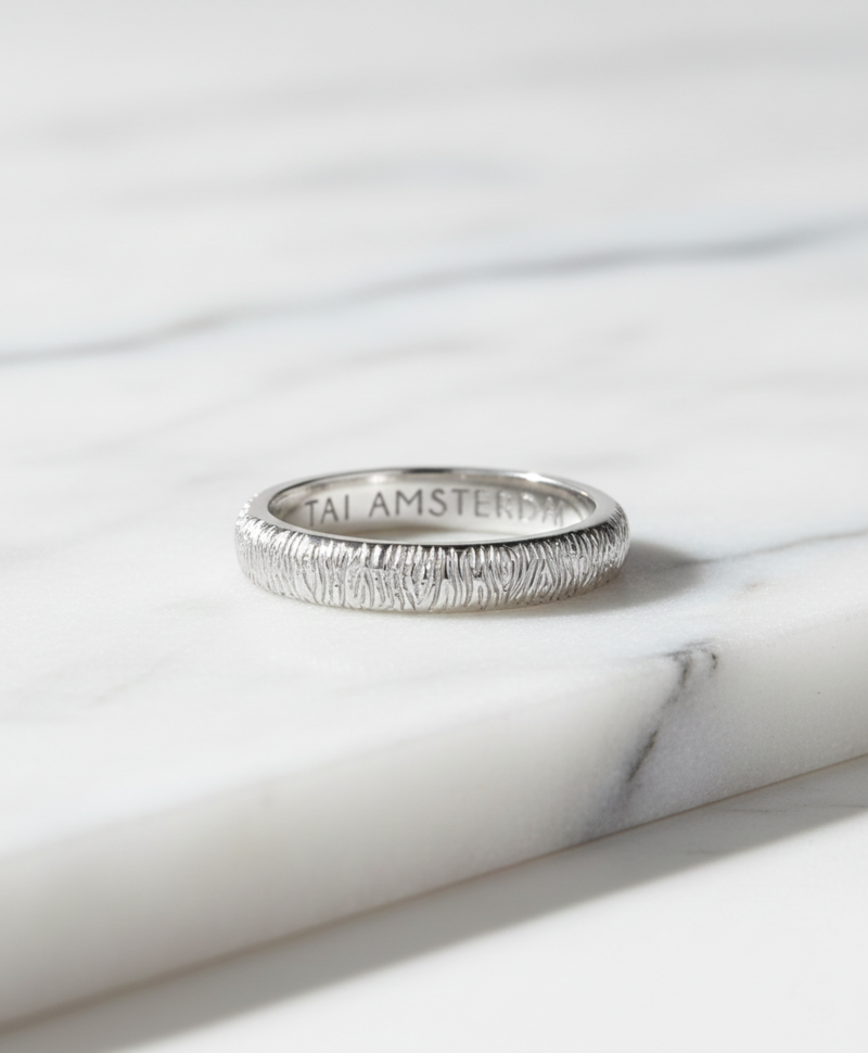 Textured Stack Ring Kichi (Slim), Silver
