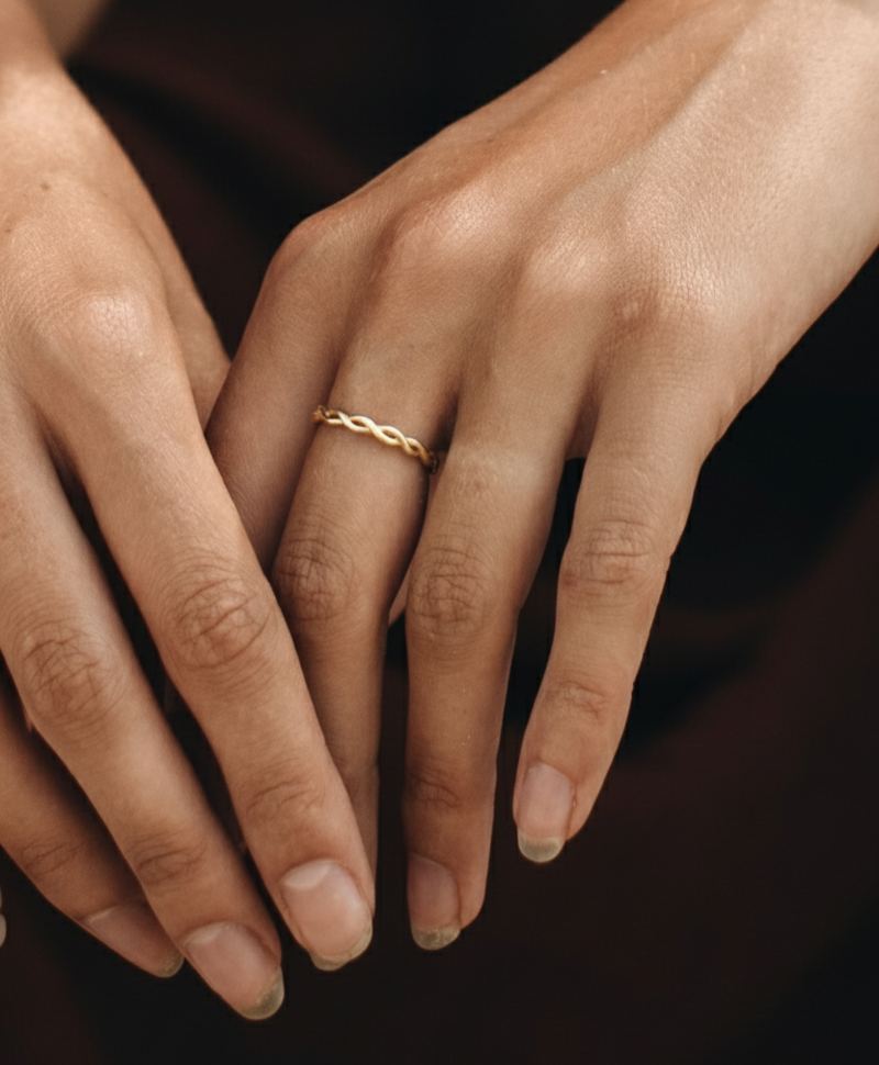 Gold Plated Gevlochten Pinkring Hera