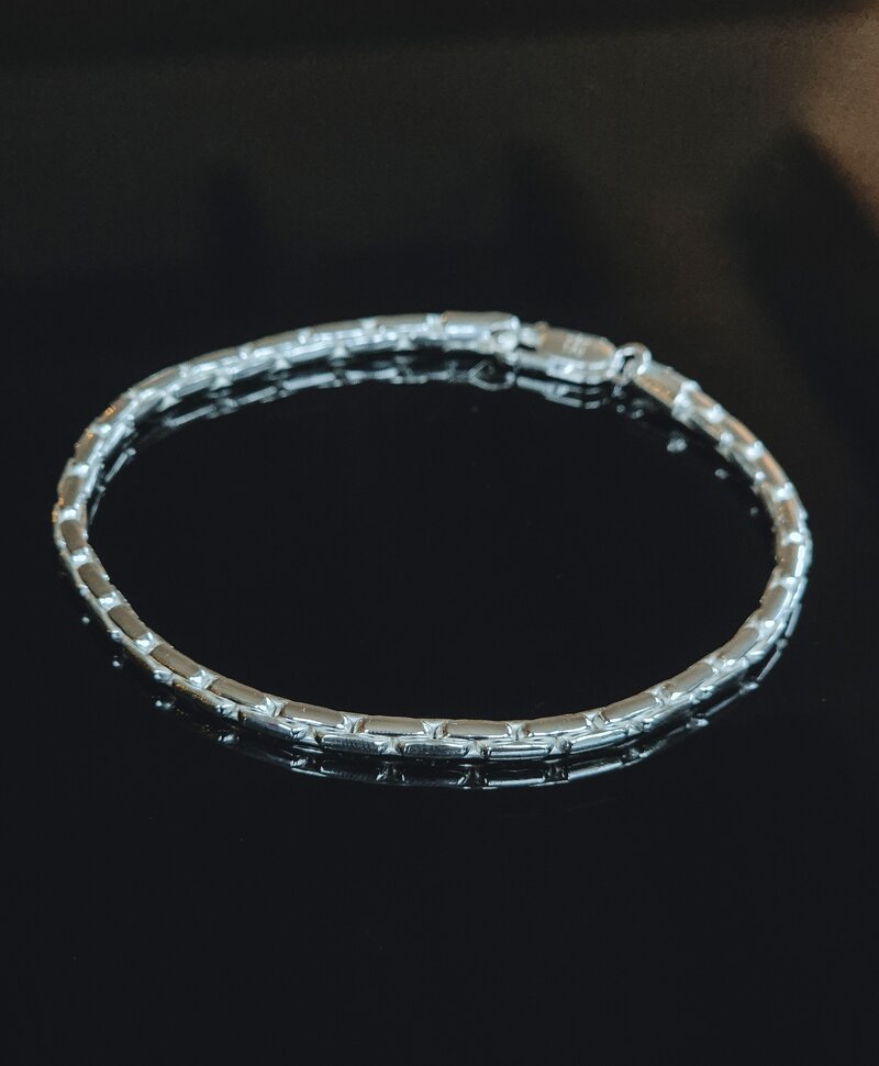 Silver Men’s Modern Link Bracelet Koa