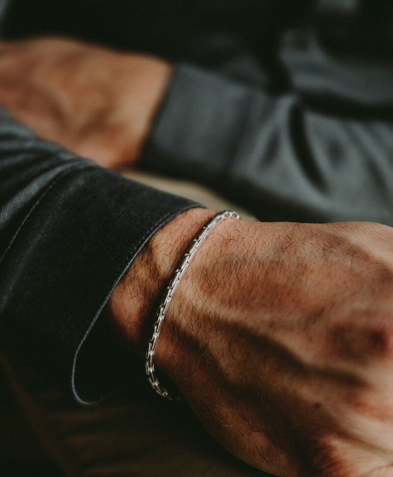 Silver Men’s Modern Link Bracelet Koa