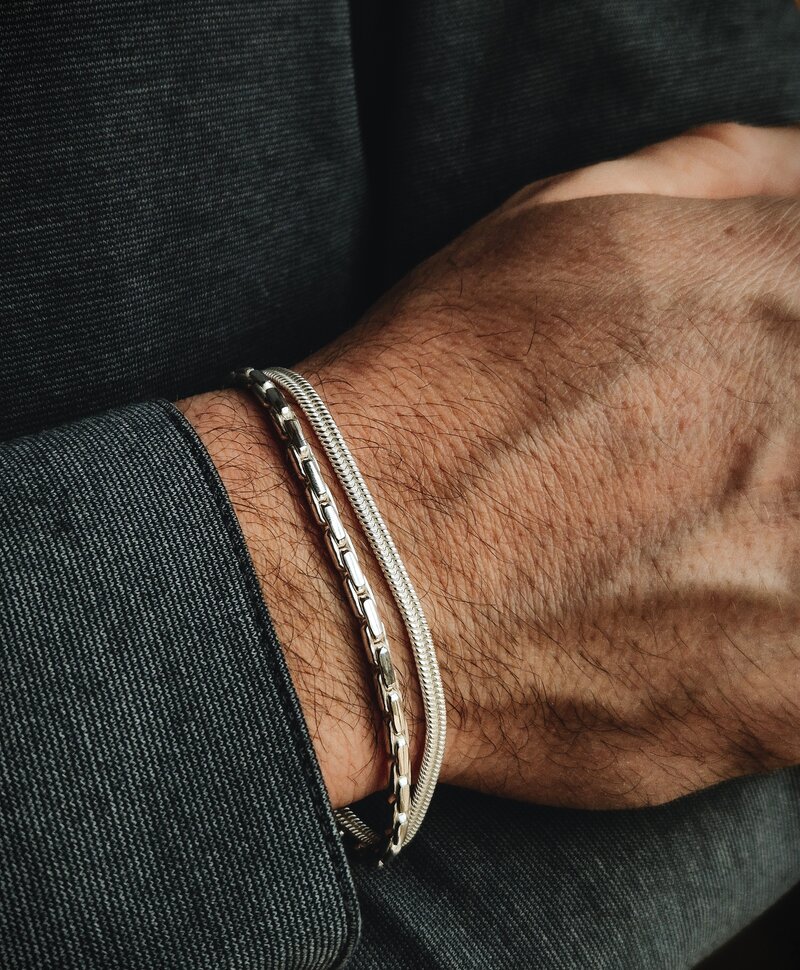 Zilveren Heren Spiral Schakelarmband Kanoa