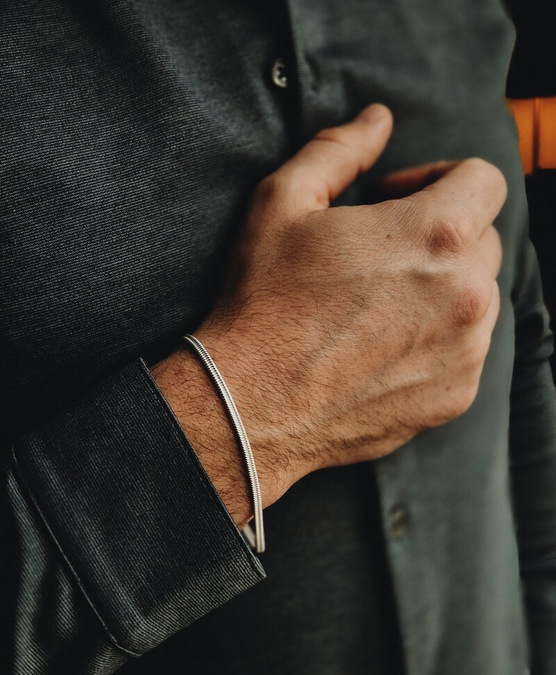 Zilveren Heren Spiral Schakelarmband Kanoa