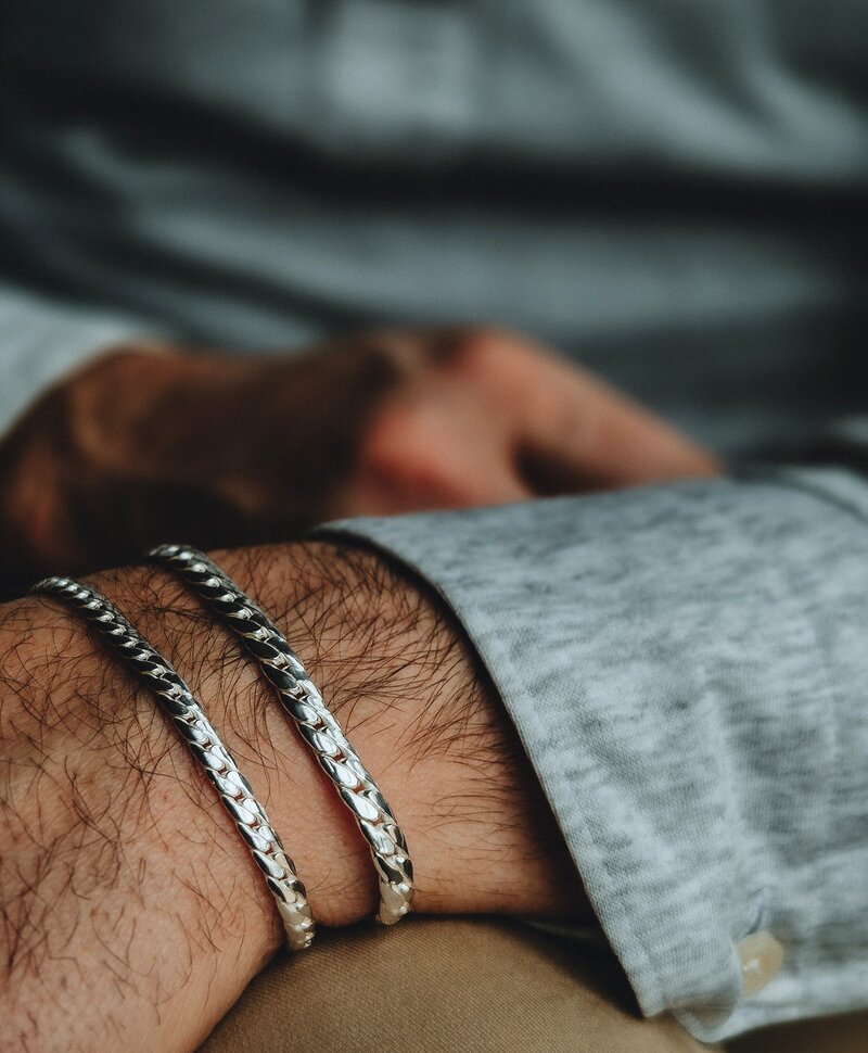 Zilveren Heren Visgraat Schakelarmband Askar