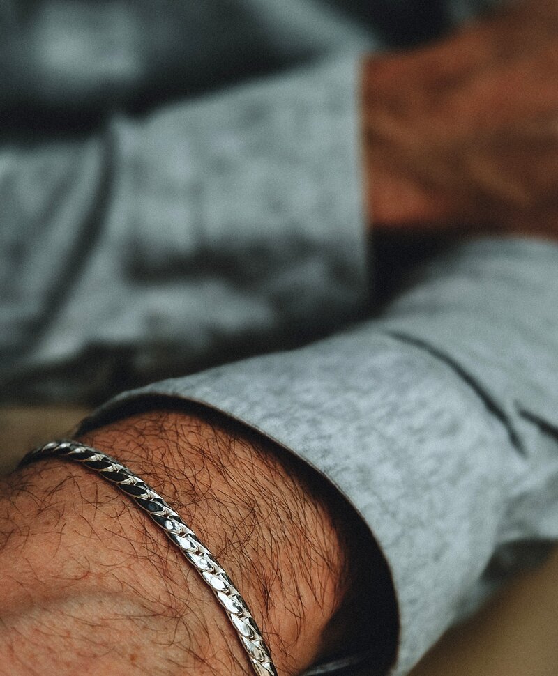 Silver Men’s Herringbone Link Bracelet Askar