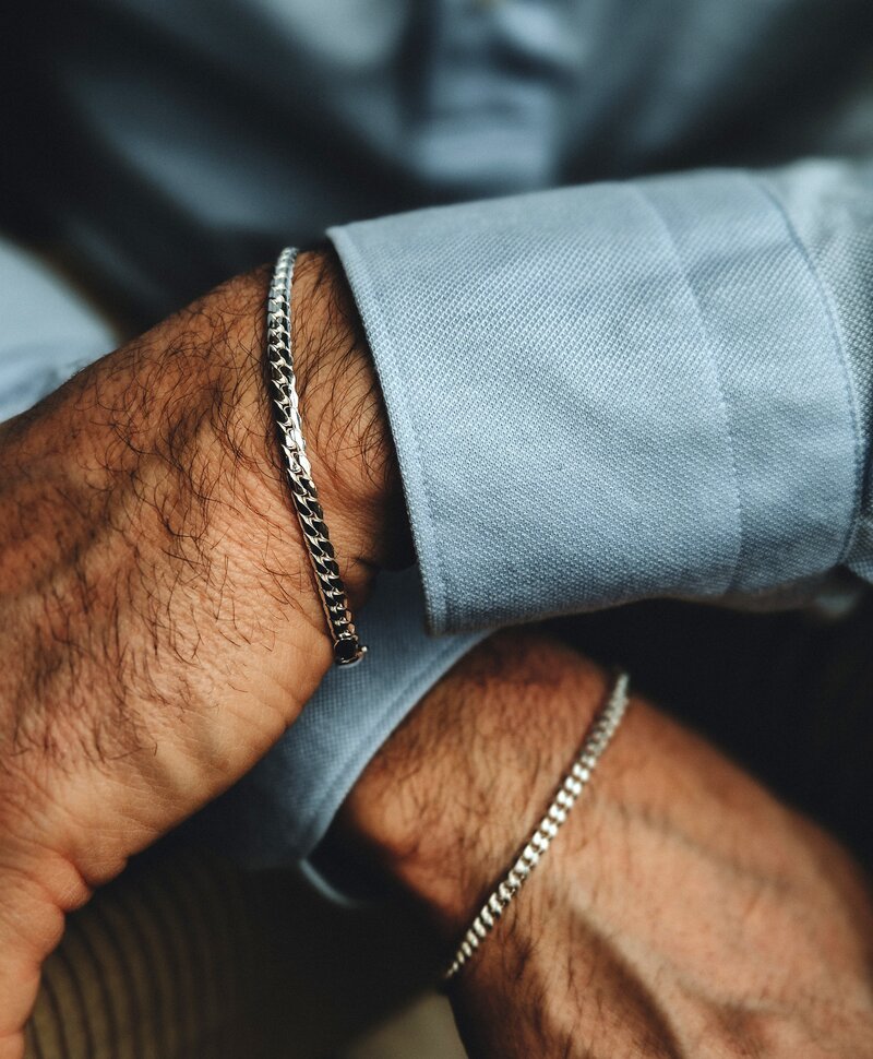 Argent Bracelet Homme Tresse Polie Sael