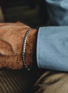 Zilveren Gepolijste Vlecht Schakelarmband Heren Sael
