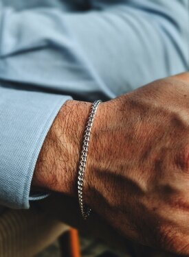 Argent Bracelet Homme Gourmette Classique Taran