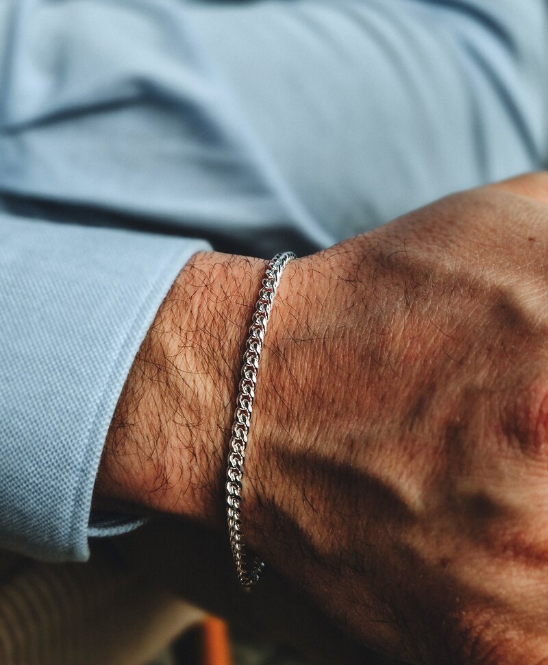 Silberne Klassische Herren Panzer-Gliederarmband Taran