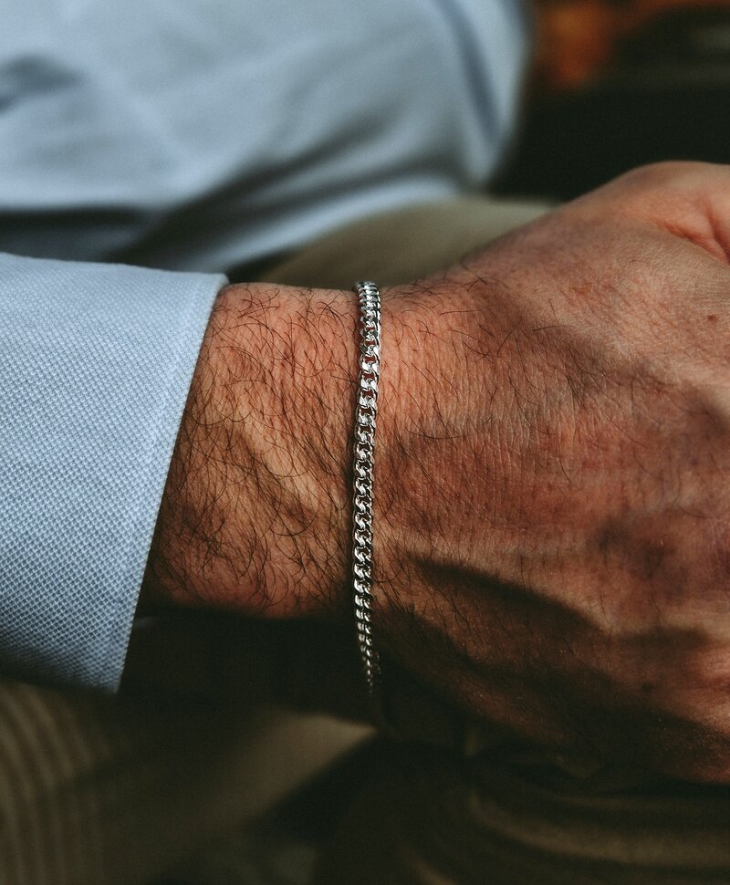 Argent Bracelet Homme Gourmette Classique Taran