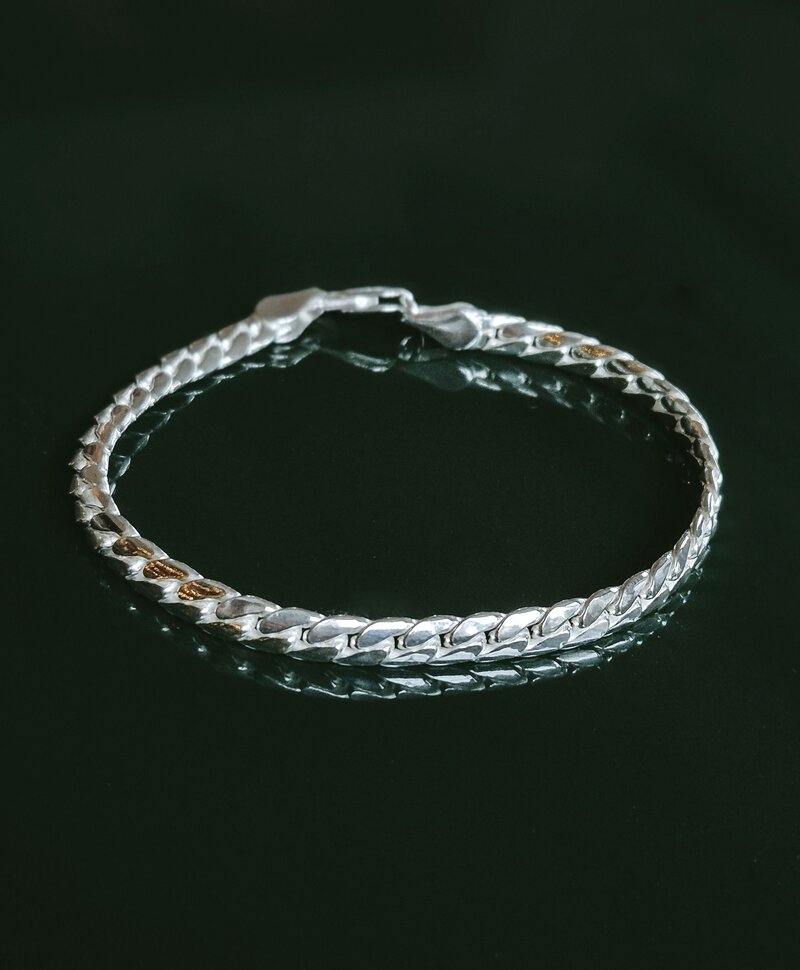 Silver Men’s Polished Braided Link Bracelet Sael
